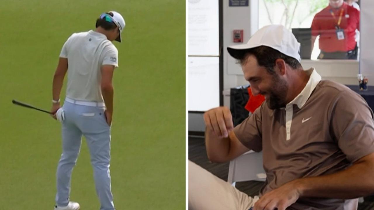 Min woo lee uses aim point on Scheffler Scheffler's reaction