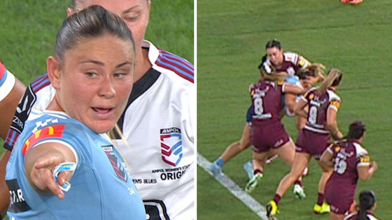 He stares and clinging ravens of the gouge, nsw sky blues vs Queensland Jesus, woman, Isabelle Kelly