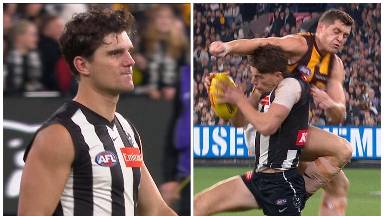 Craig mce in video conference of video connection after Colingwood Magpi defeat the Hawthorn Laculty hamtstring duress